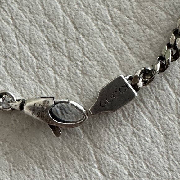 NEW GUCCI Sterling Silver Enamel Thin Interlocking G Bracelet Black - Picture 6 of 8